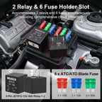 12V 6-Way Pre-Wired Fuse Relay Box with 2X 40A 4-Pin SPST Relays
