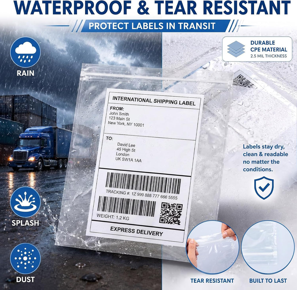 100 Pcs 9.5" x 12" Resealable Packing List Envelopes Self-Adhesive