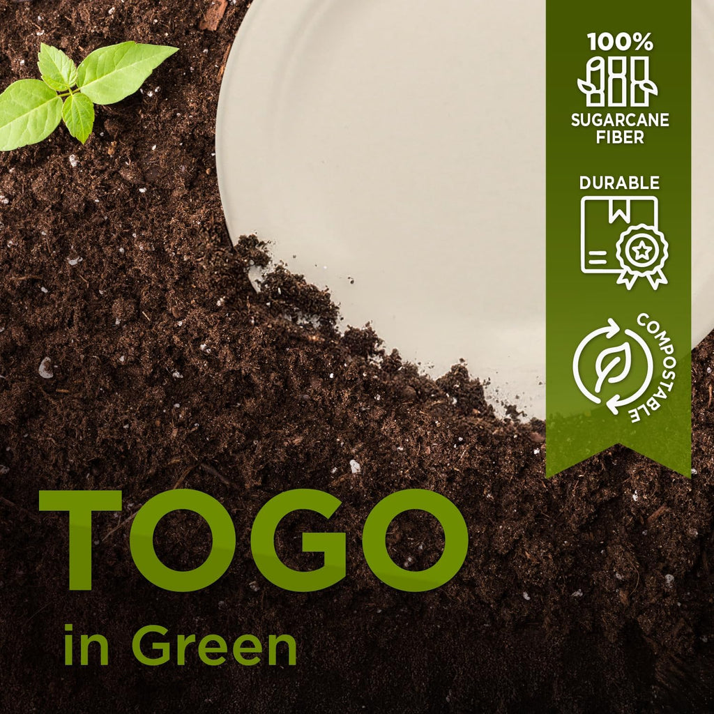 Clamshell Take Out Food Containers [9"x6", 200 ct] - Compostable To Go Containers, Natural Disposable Biodegradable