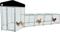 Hexagonal Metal Chicken coop with Cover for Yard, 19x6x7.5ft Large Chicken Run for 10 Chickens, Walk-in and
