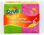 Cellulose Scrub Sponge - Kitchen Cleaning Sponges for Dishes, Pans, Pots & More- 6 Pack Dishwashing Sponges - Colors