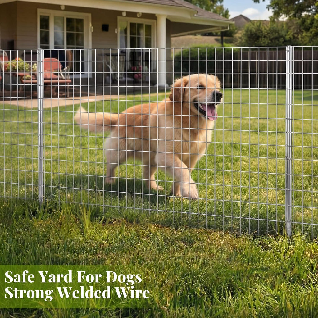 48in X 100 ft Welded Wire Fence, 2 Inch x 4 Inch 16 Ga, Silver