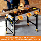 Portable Workbench 1000Lbs Capacity 2026 Upgraded Adjustable 5 Level Height Heavy Duty Folding Work Table with 2
