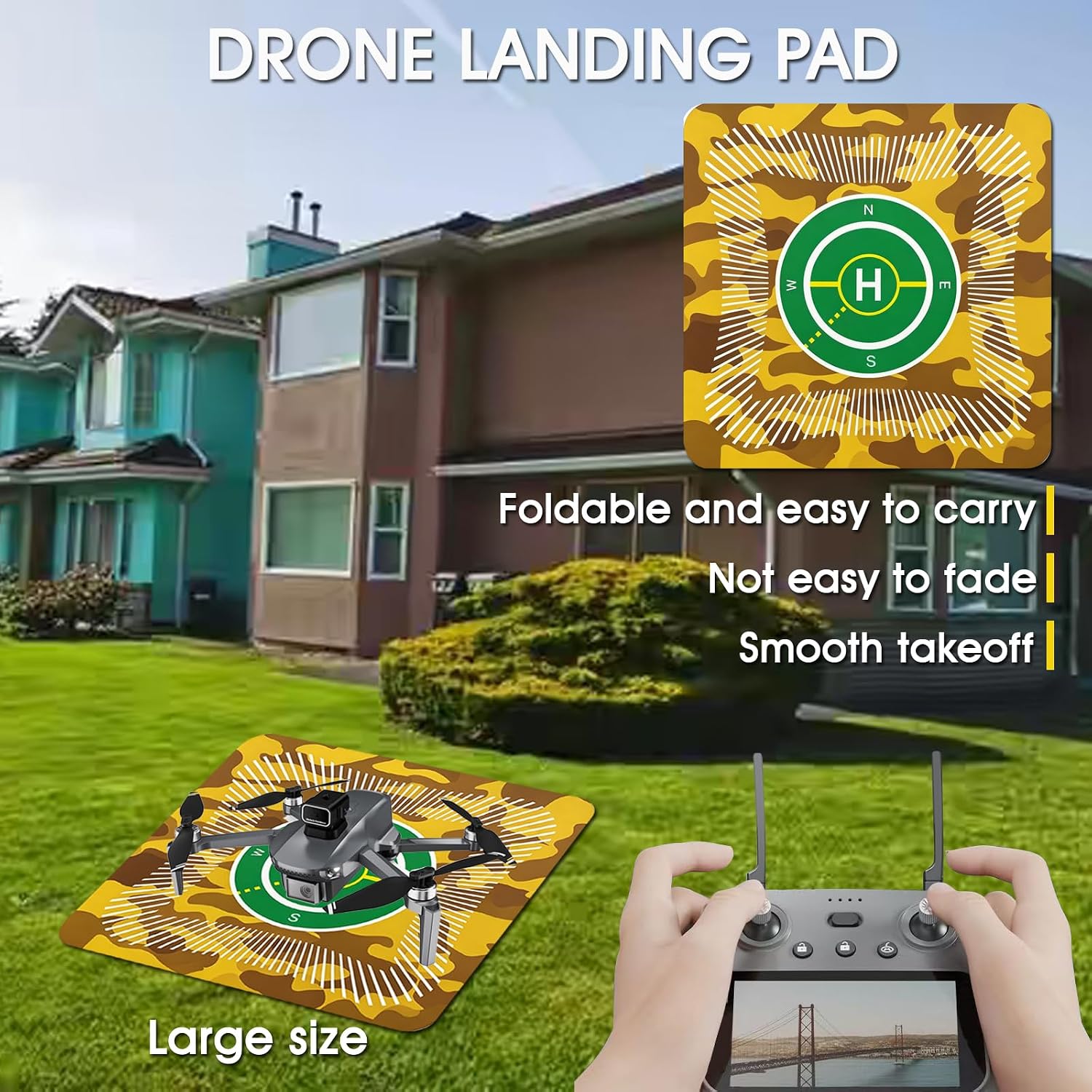 Universal Drone Landing Pad - Eco-Friendly & Foldable portable Ground Mat for DJI, Holy Stone, Potensic Drones