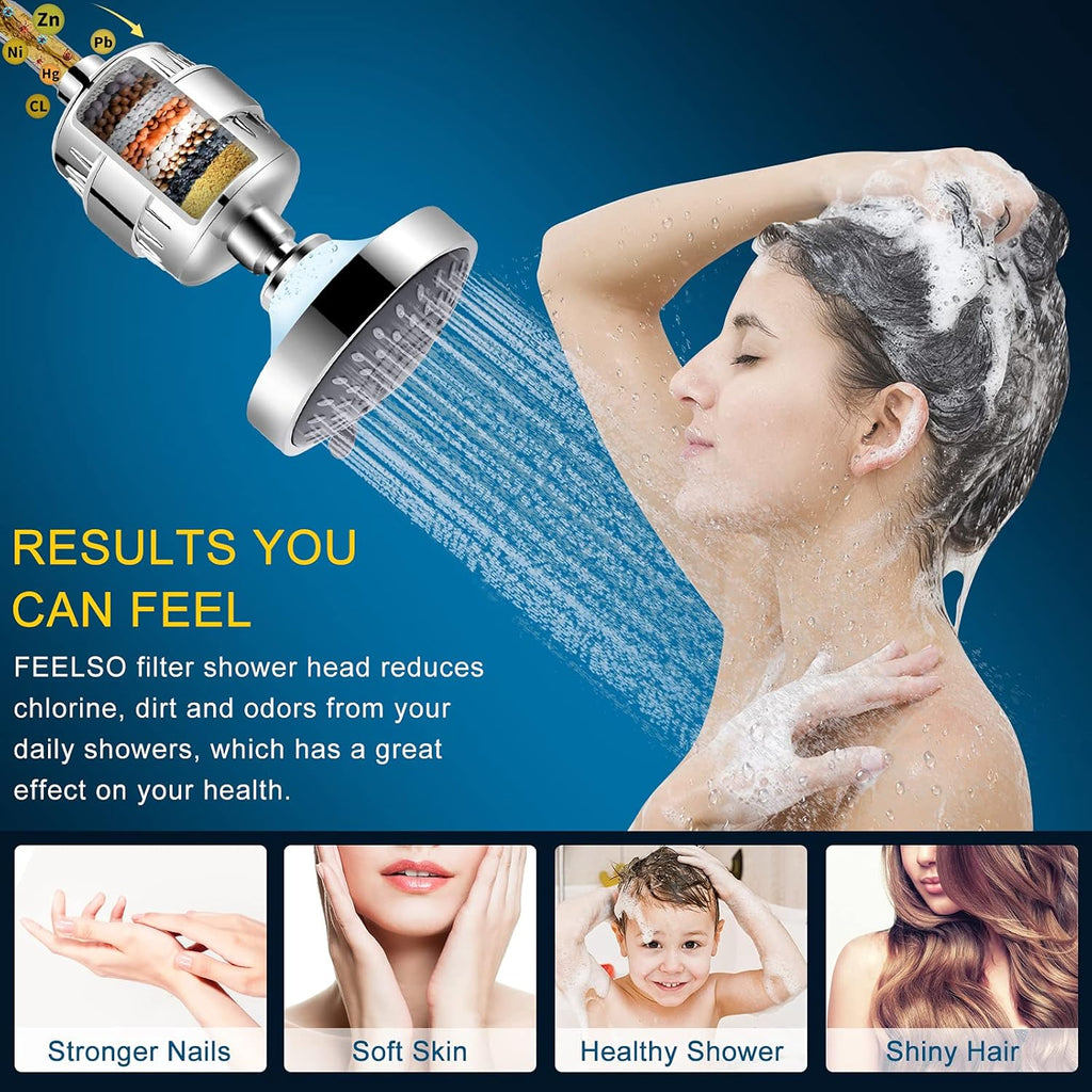 Shower Head with Shower Filter, Filtered Shower Head for Hard Water
