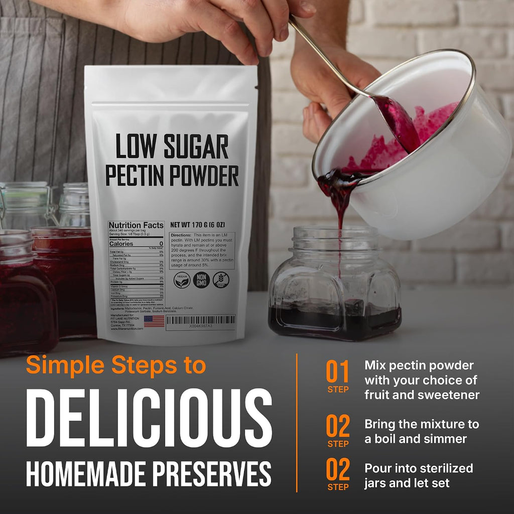 Low Sugar Pectin for Canning Jam & Jellies 6 oz, Natural, Vegan and NON-GMO