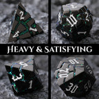 Metal Dice - Ancient Cracked - Black Green Glitter Cracks