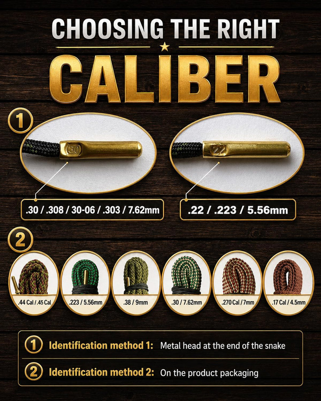 Gun Snake Cleaner, Barrel Rope for Handguns and Rifles .22 .223 & 5.56mm/.22.357.38.380, 9mm/.30 308 30-06 303