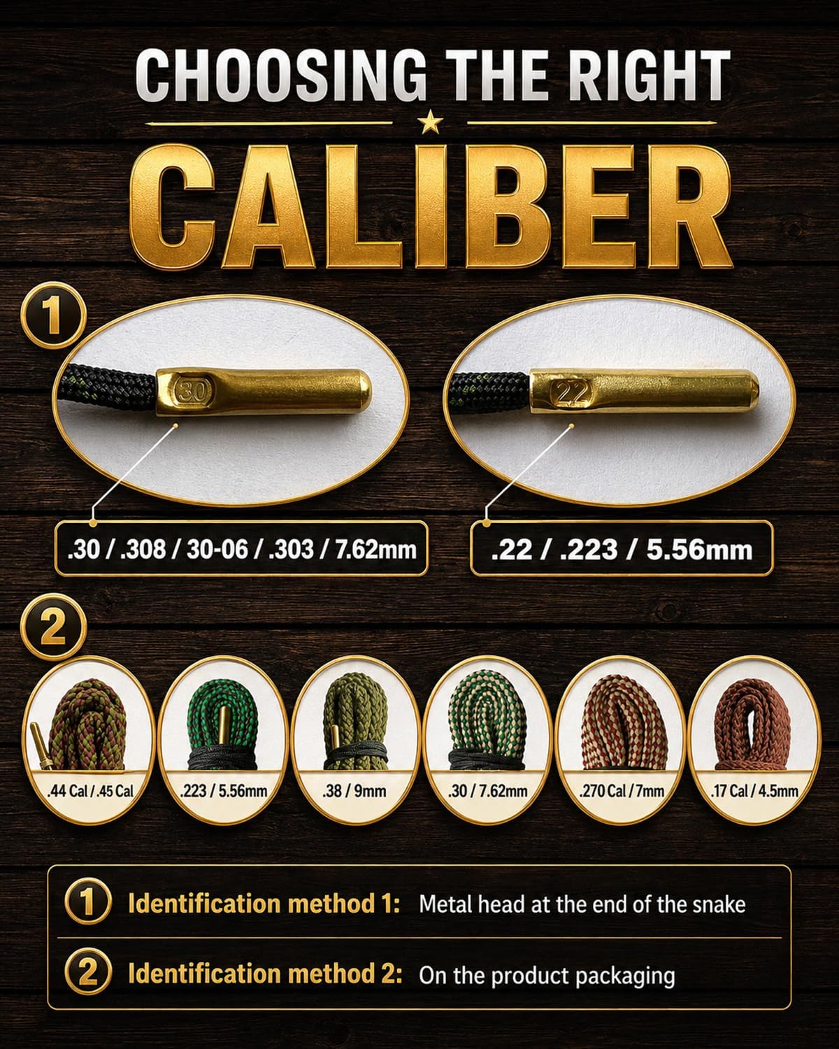 Gun Snake Cleaner, Barrel Rope for Handguns and Rifles .22 .223 & 5.56mm/.22.357.38.380, 9mm/.30 308 30-06 303