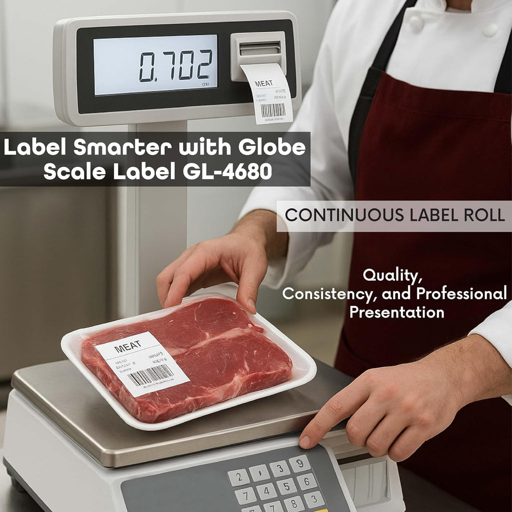 Globe Ishida Scale Label GL-4680 Continuous Label Roll | Replacement Printing Labels | Blank Labels Roll | 24 Rolls