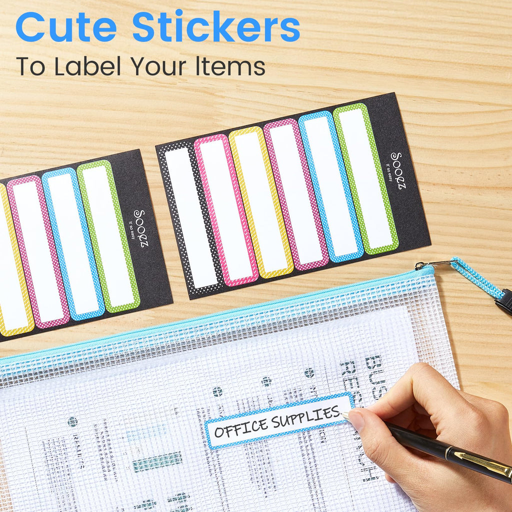 24 Pack Mesh Zipper Pouch with Sticky Labels, A4 Mesh Bags Organizer