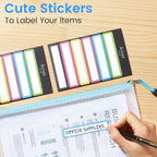 24 Pack Mesh Zipper Pouch with Sticky Labels, A4 Mesh Bags Organizer