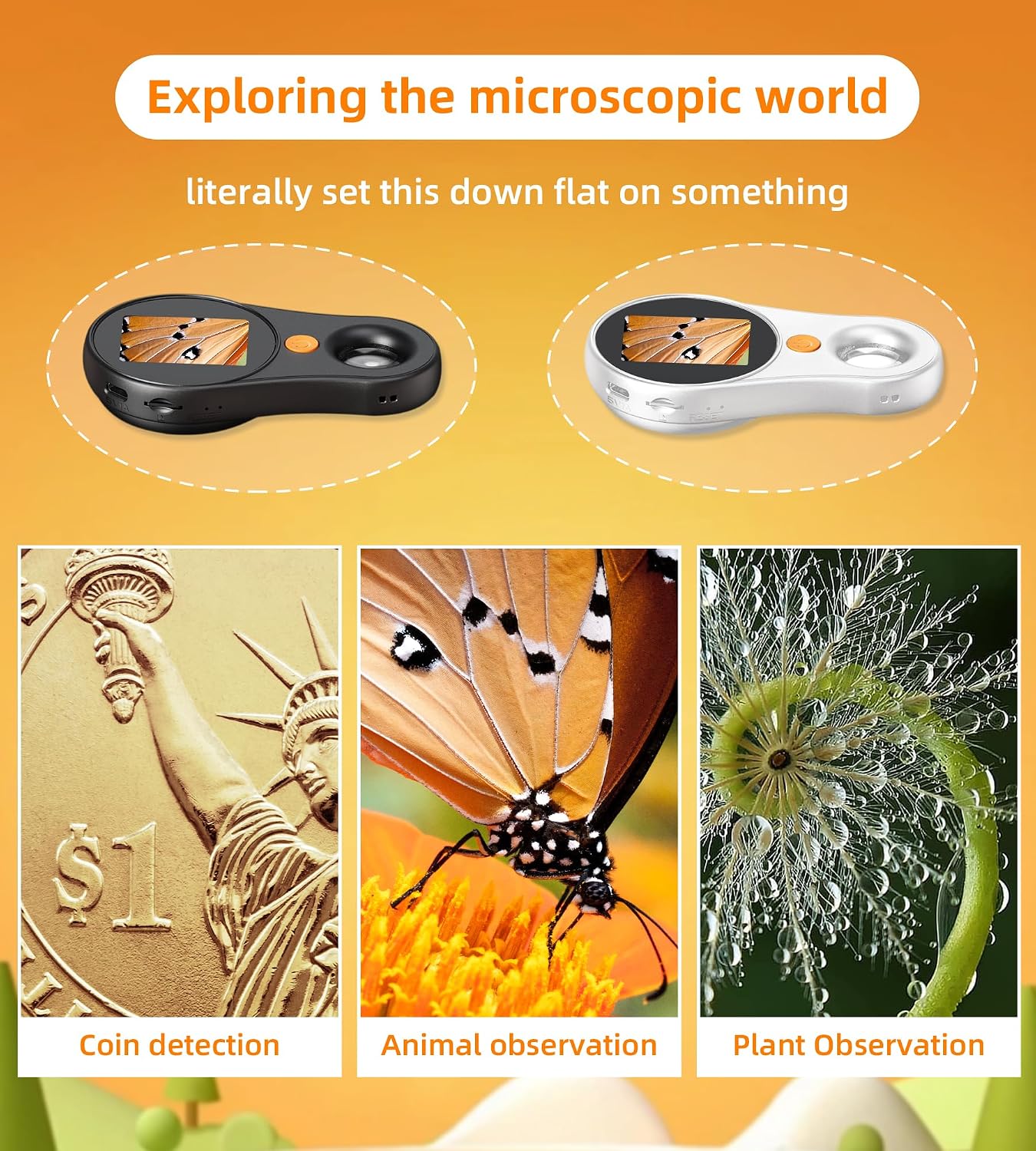 Digital Microscope Handheld 2.0 inch IPS Color Screen,Portable Digital Magnifying Glass 500x,Marco