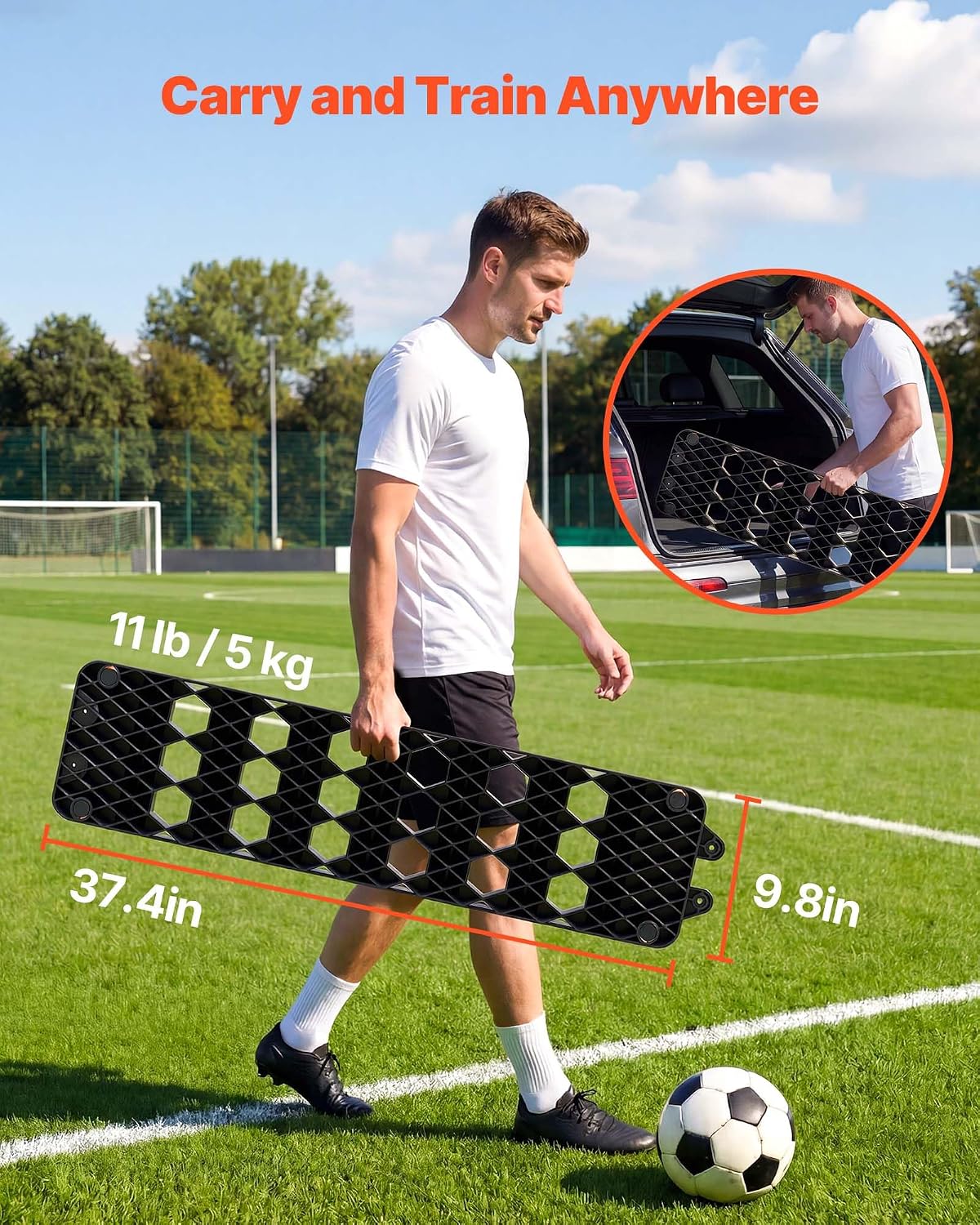 Soccer Rebounder Board, Mult-Adjustable Angles Portable Soccer Rebound Wall, Foldable Kickback Board, Soccer Practice