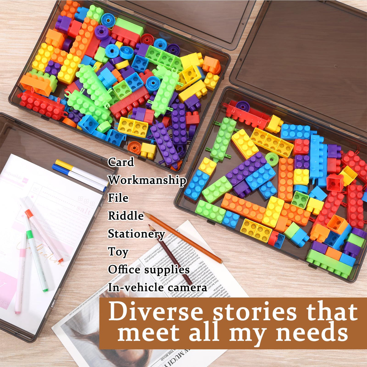4 Pcs Board Game Storage Stackable Organizer Box with Snap Latch Lid Plastic Container Case for Board Games Puzzles