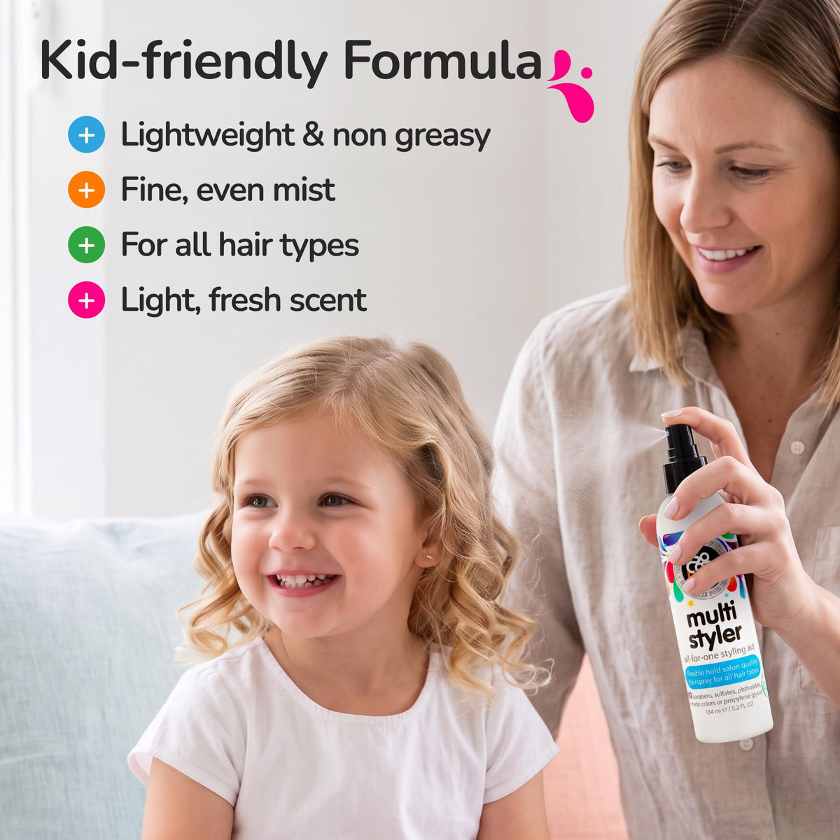 Kids Styling Hair Spray, Multi Styler, All Hair Types, 5.2 Fl Oz