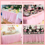 6ft Pink Tulle Table Skirt Baby Shower Tablecloth for Rectangle Tables or Round Tables Pink Ruffle Tutu Table Skirts