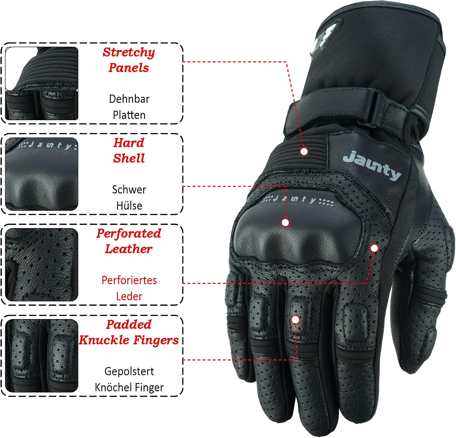 Motorcycle Gloves, Summer Leather Touchscreen Racing Gloves, Black, Unisex Adults, Motorcycle Enthusiasts Adults