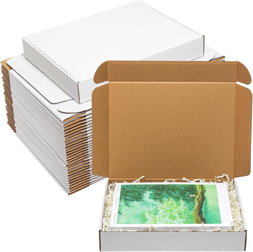 Shipping Boxes 12x9x2" 30 Pack White Corrugated Cardboard Box Mailer