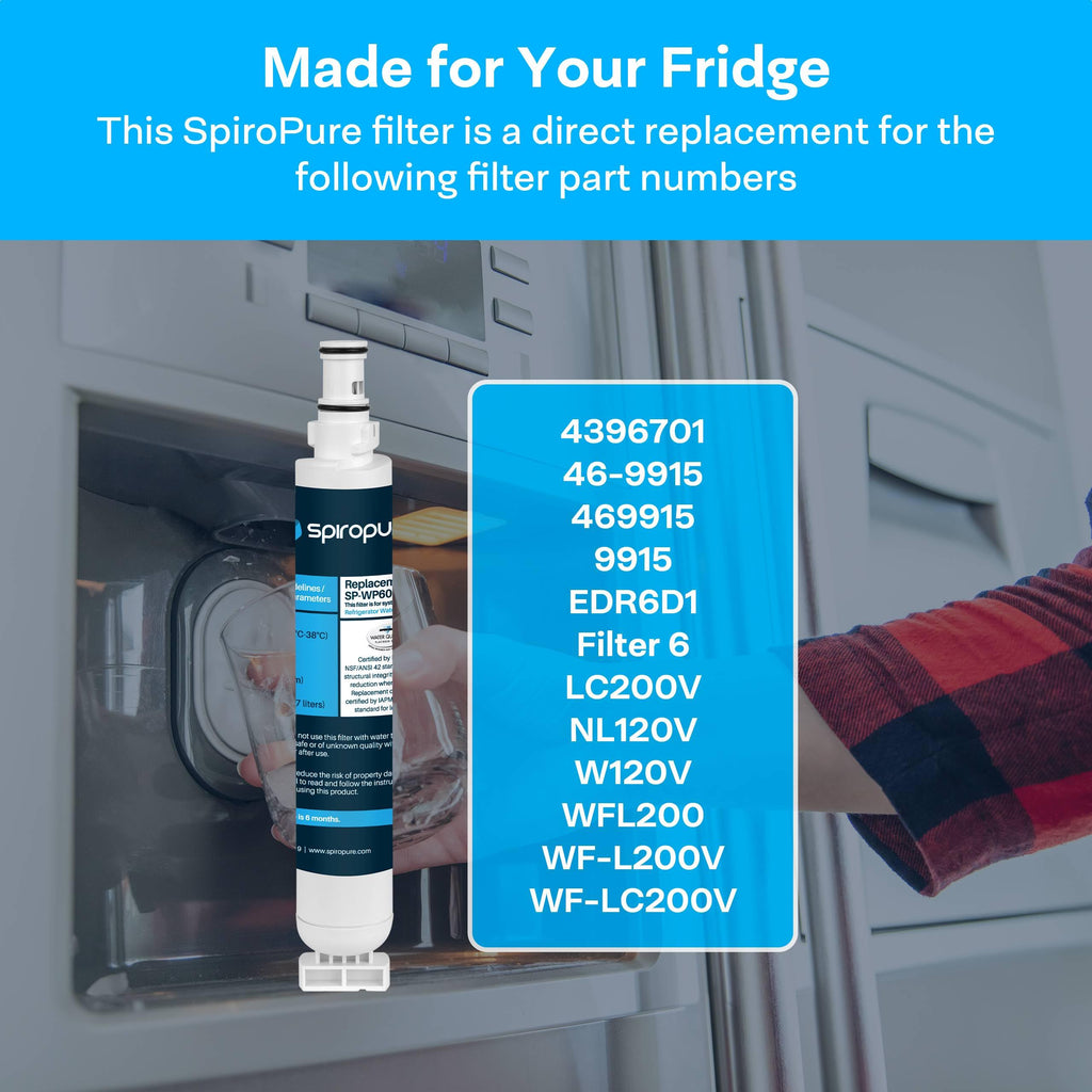 SpiroPure SP-WP600 NSF Water Filter Replacement for EDR6D1 9915 4396701 3PK