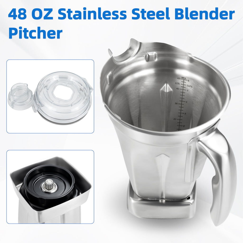 48 oz Stainless Steel Blender Pitcher Replacement for Vitamix C/G Series