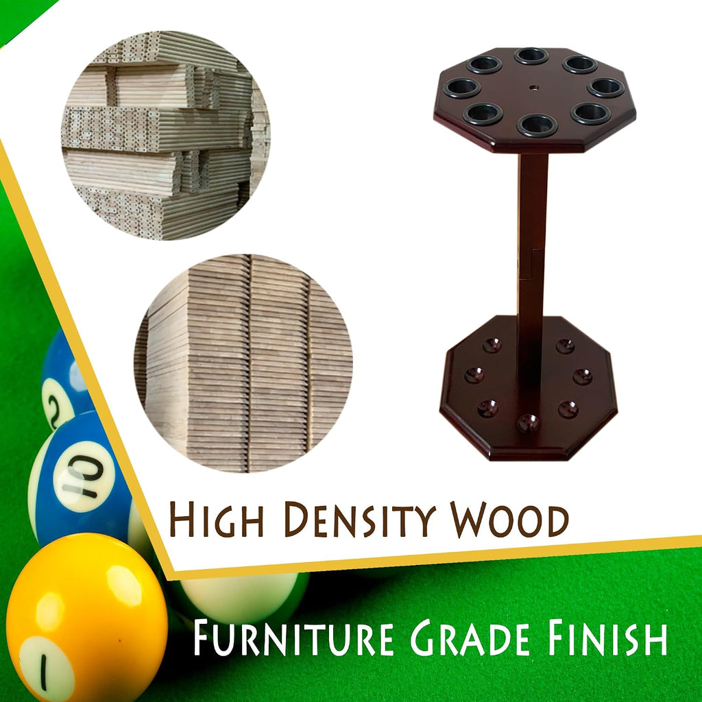 Freestanding Billiard Cue Rack, Pool Table Accessories Hold 8 Cues, Pool Cue Stick Holder, Wooden Floor Stand Pool