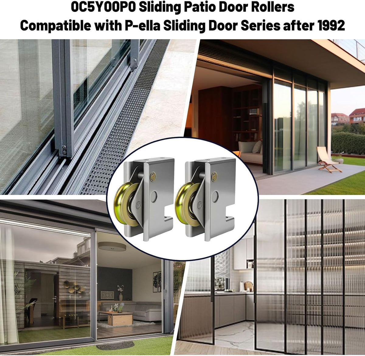2 Pack 0C5Y00P0 Sliding Patio Door Rollers Replacement