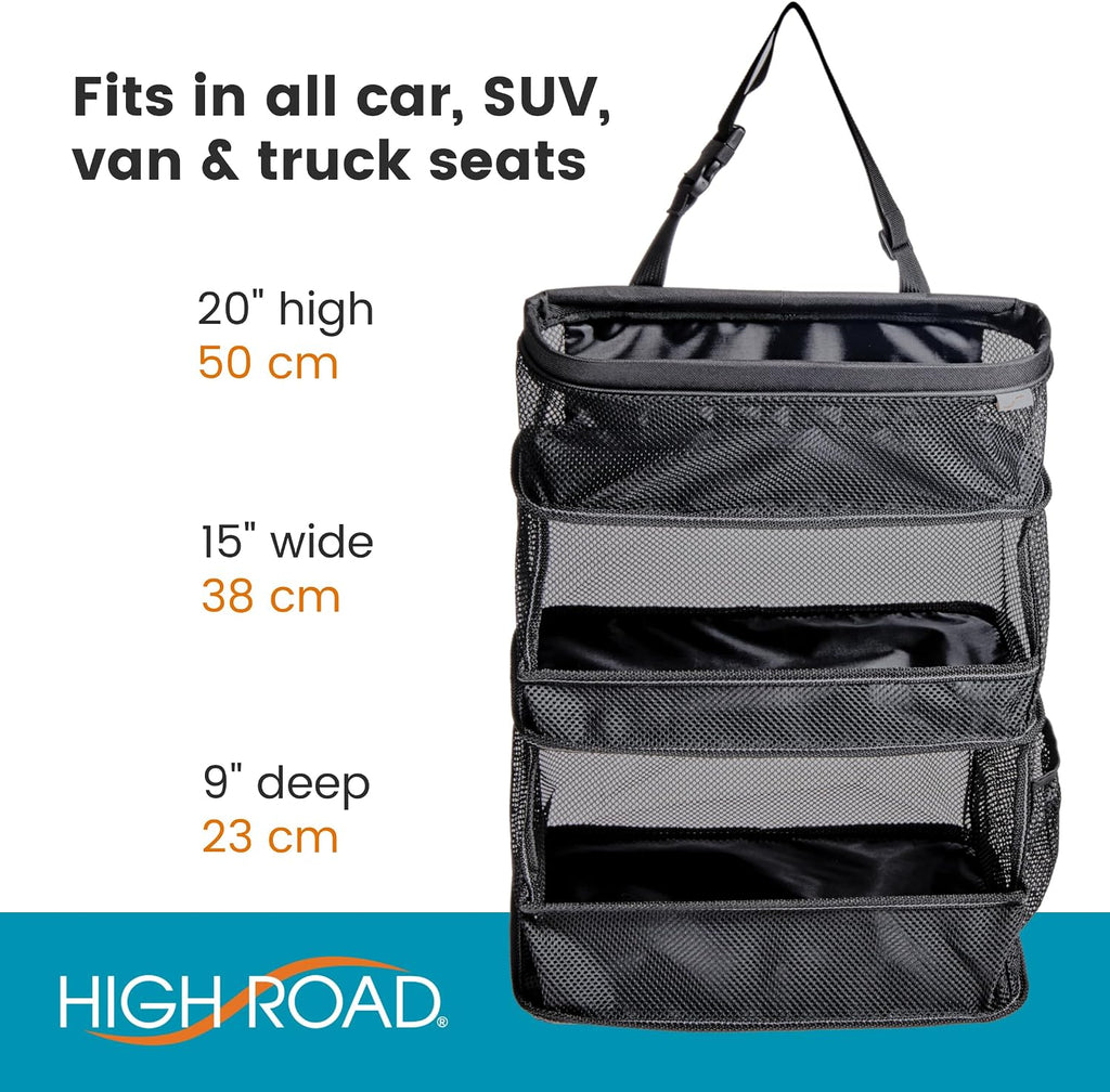 Multipurpose Car Storage Organizer with Mesh Bins - SUV Trunk Organizer, Passenger Seat Organizer or Back Seat