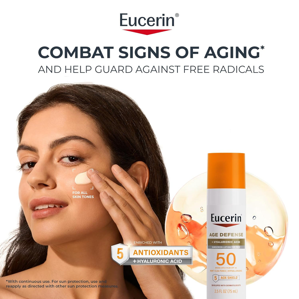 Sun Age Defense Face Sunscreen Lotion SPF 50, 2.5 FL OZ | Face Sunscreen SPF 50 with Hyaluronic Acid for Age Defense