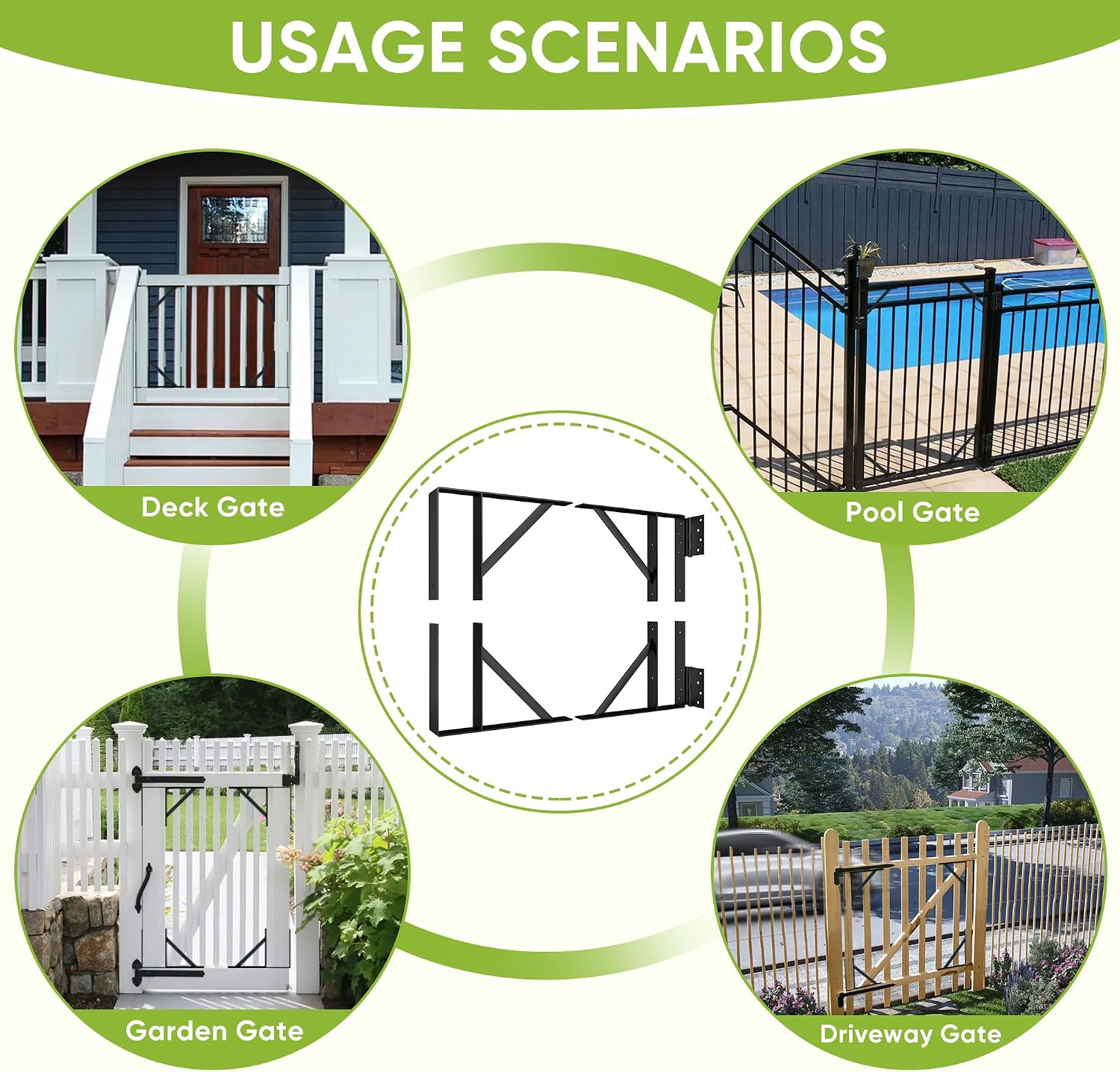 Heavy Duty Anti-Sag Gate Hardware Kit - Steel Brackets with Welded Hinges for Wooden Fence, Driveway, Corral Gates