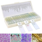 60 Microscope Slides with Specimens for Kids, Prepared Microscope Slides for Kids Microbiology, Prepared Microscope