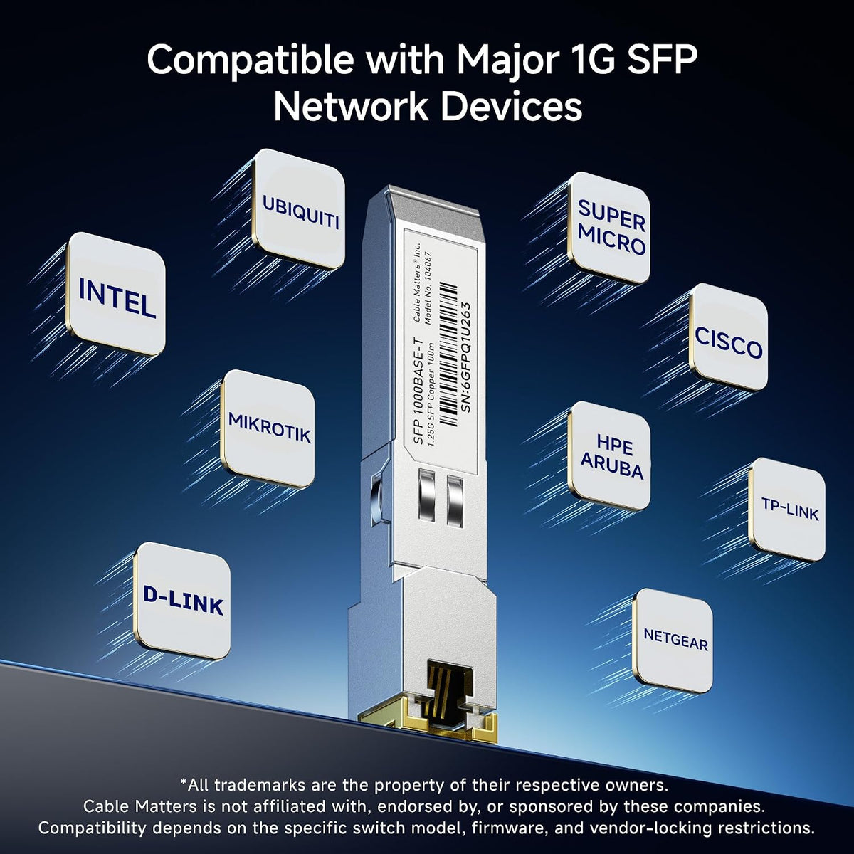 Cable Matters 1000BASE-T Gigabit SFP to RJ45 Copper Transceiver Module