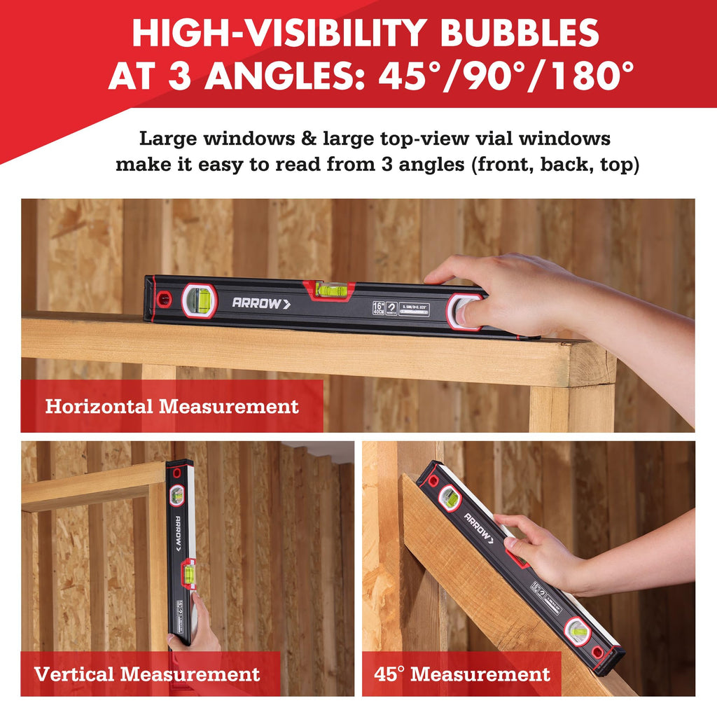 ARROW 16-Inch Level, Magnetic Torpedo Level for Construction, Carpentry