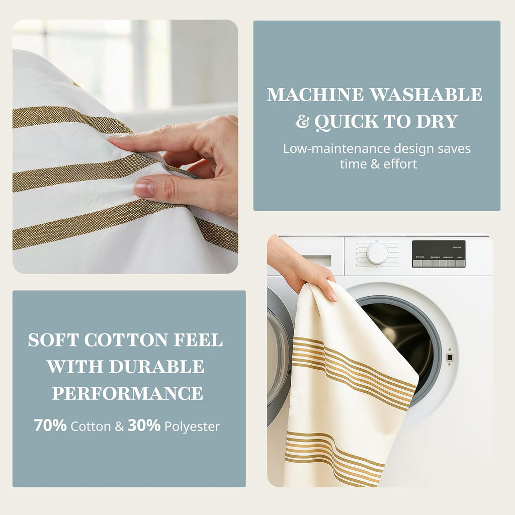 Waterproof Shower Curtain - 72W x 72H - 2 in 1 Fabric Design with Built in Laminated Inner Layer - No Liner Needed