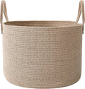 65L Extra Large Blanket Basket for Living Room - Woven Cotton Rope Laundry Hamper with Reinforced Handles - Storage