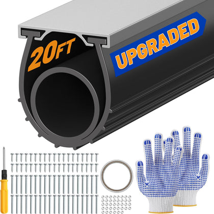 Garage Door Bottom Seal, 20FT Heavy-Duty Garage Door Seal with Aluminum Track Retainer Kit, Durable Universal U+O