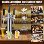 Adjustable Triple-Tap Kegerator Tower Beer Tap Tower