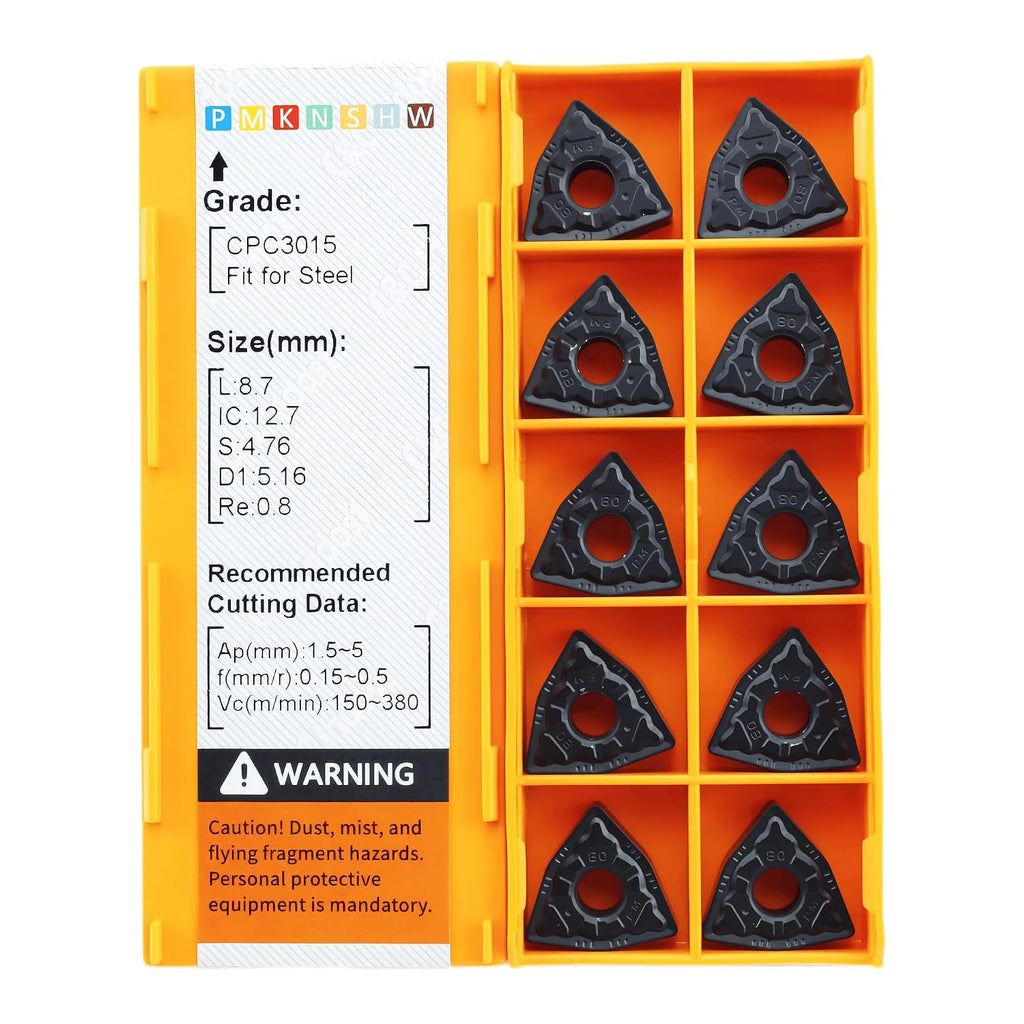 C&CINDOST WNMG080408‑PM Indexable Carbide Turning Inserts Grade CPC3015, CNC Lathe Cutting Tool Inserts with‑PM Chip Breaker for Steel Semi‑Finishing Machining