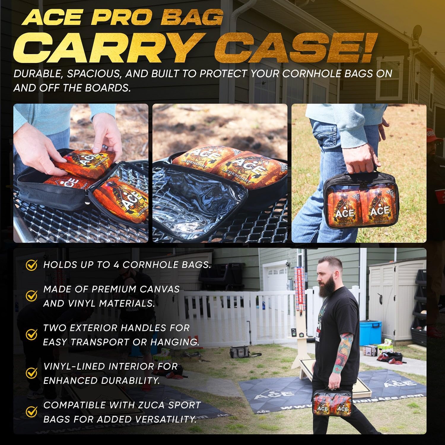 XXL Series - Herringbone Carpet Fabric - ACO Pro Approved Cornhole Bags - Bag Kit: 4 Pro Bags (5/9 Speed)