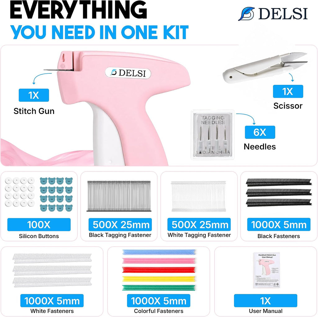 Stitch Gun for Clothes, Clothing Tag Gun Kit with 4000 Fasteners