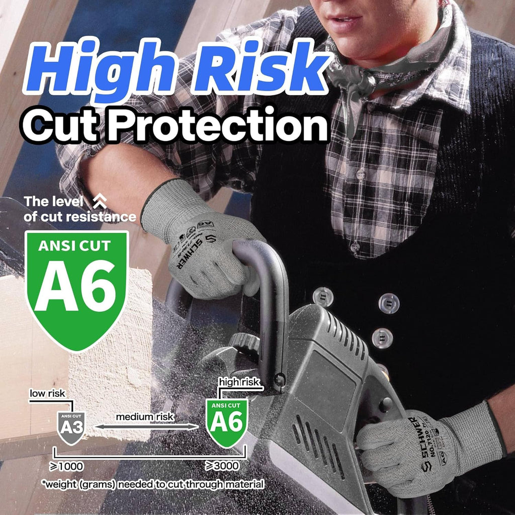 3 Pairs Cut Resistant Gloves ANSI A6/A7 (Send Randomly) Cut Proof Work Gloves, Touchscreen