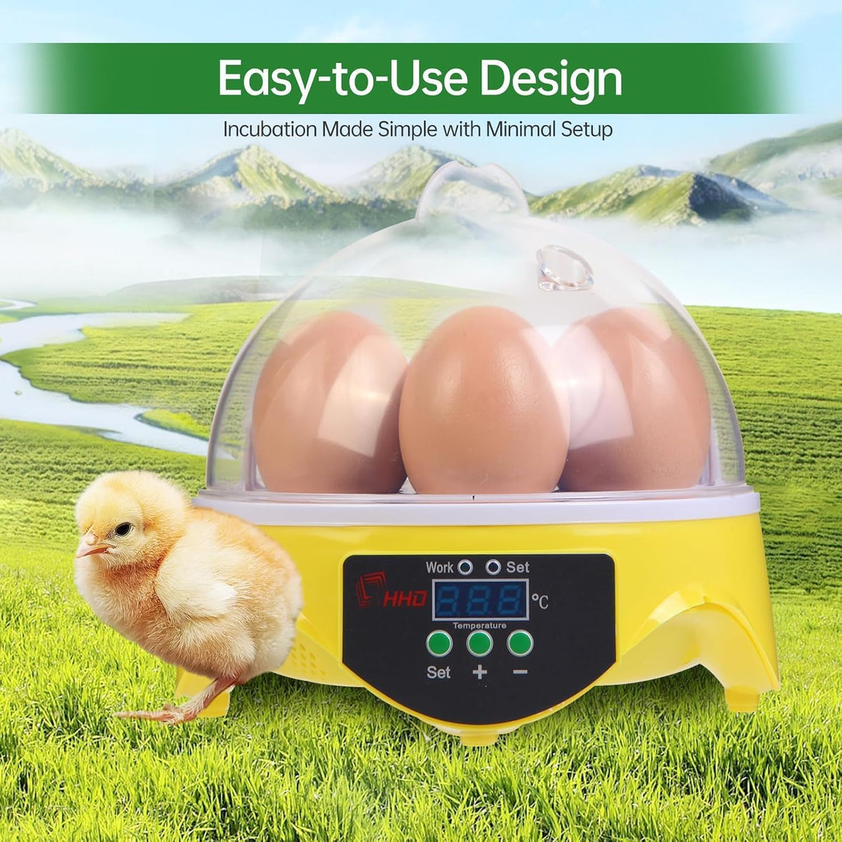 Gen 1-7 Egg Incubator for Kids & Beginners with 360° View, Manual Temperature Control for Chicken, Quail, and Parrot