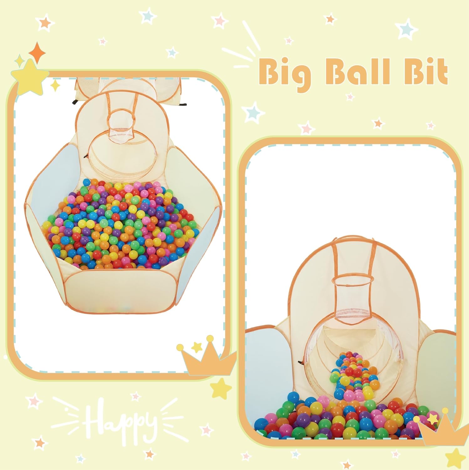 6-in-1 Pop Up Play Tent with Tunnel Built-in Target Toss & Ball Hole | Baby Ball Pit, Tunnel Toys for Toddlers 1-3
