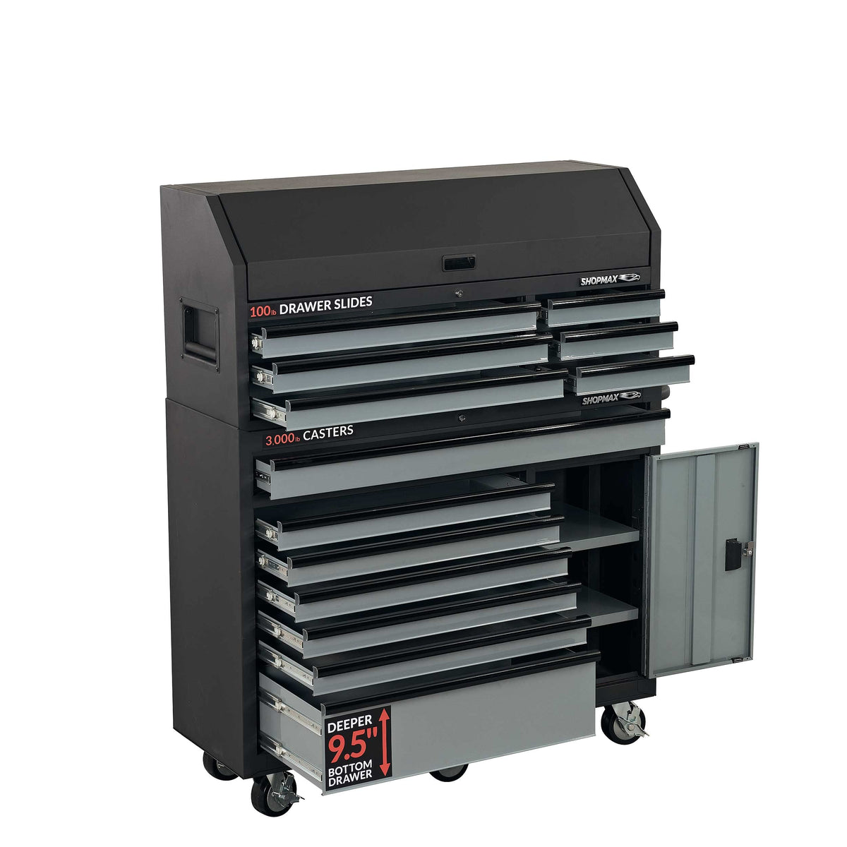 52 in. 13-Drawer + 1 Door Tool Chest and Rolling Cabinet Combo