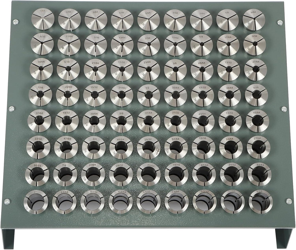 72pcs Precision Inch 5C Collet Set，1/64" to 1-1/8" 1/64 Sizes 5C