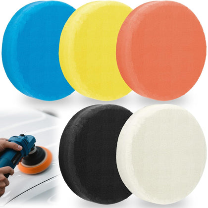 5 PCS 5 Inch Buffing Polishing Pads, Cutting Pads for Polisher | Body Repair Buffing Sponge Pad Kit for 5 Inch