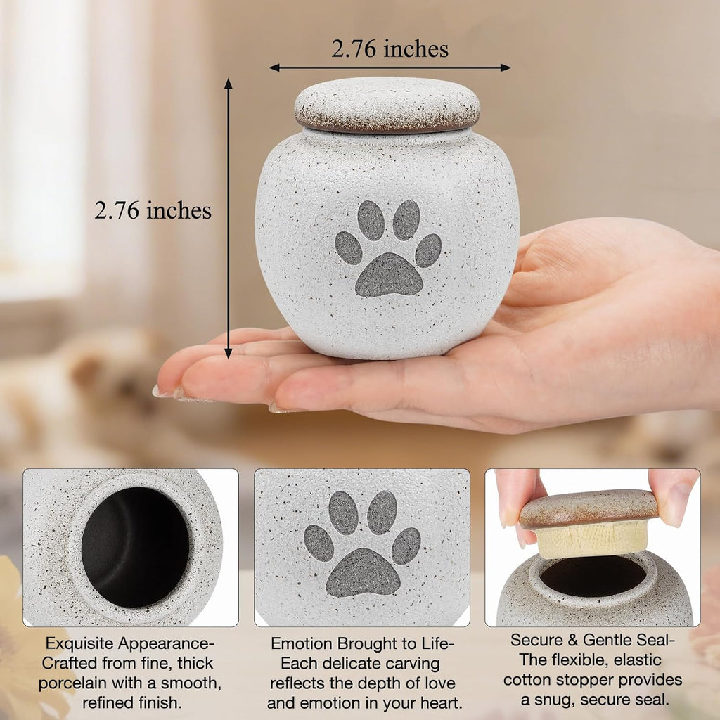 Pet Urn for Dogs Cats 2.76 Inch Small Urn for Pet Ashes Cremation Keepsake Urns Ceramic Mini Urns for Ashes Pet