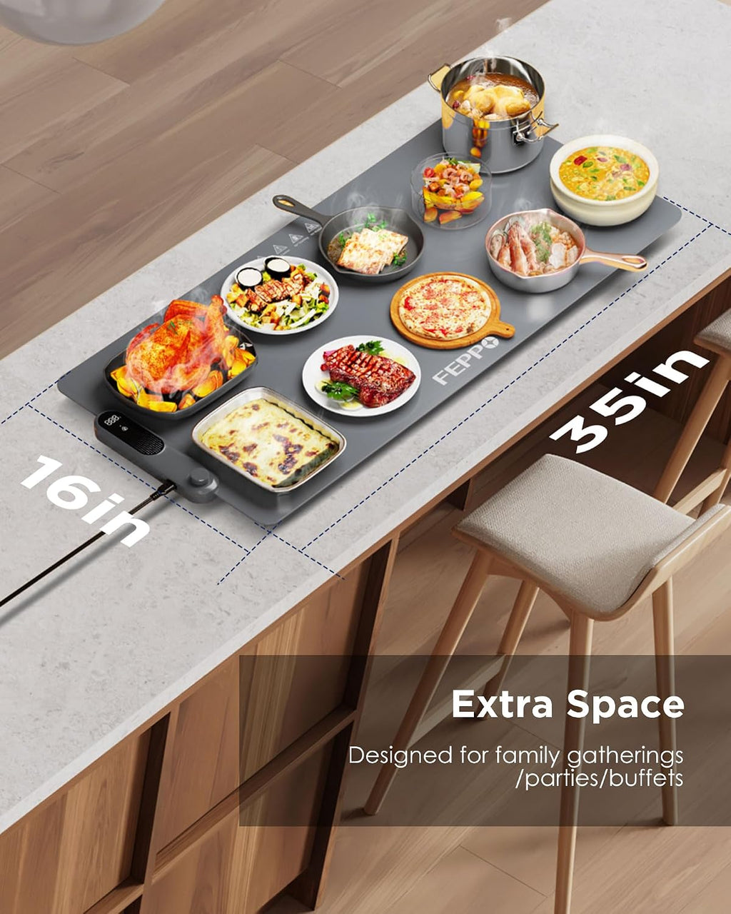 Food Warming Mat, 35"x16" Food Warmers for Parties Buffet