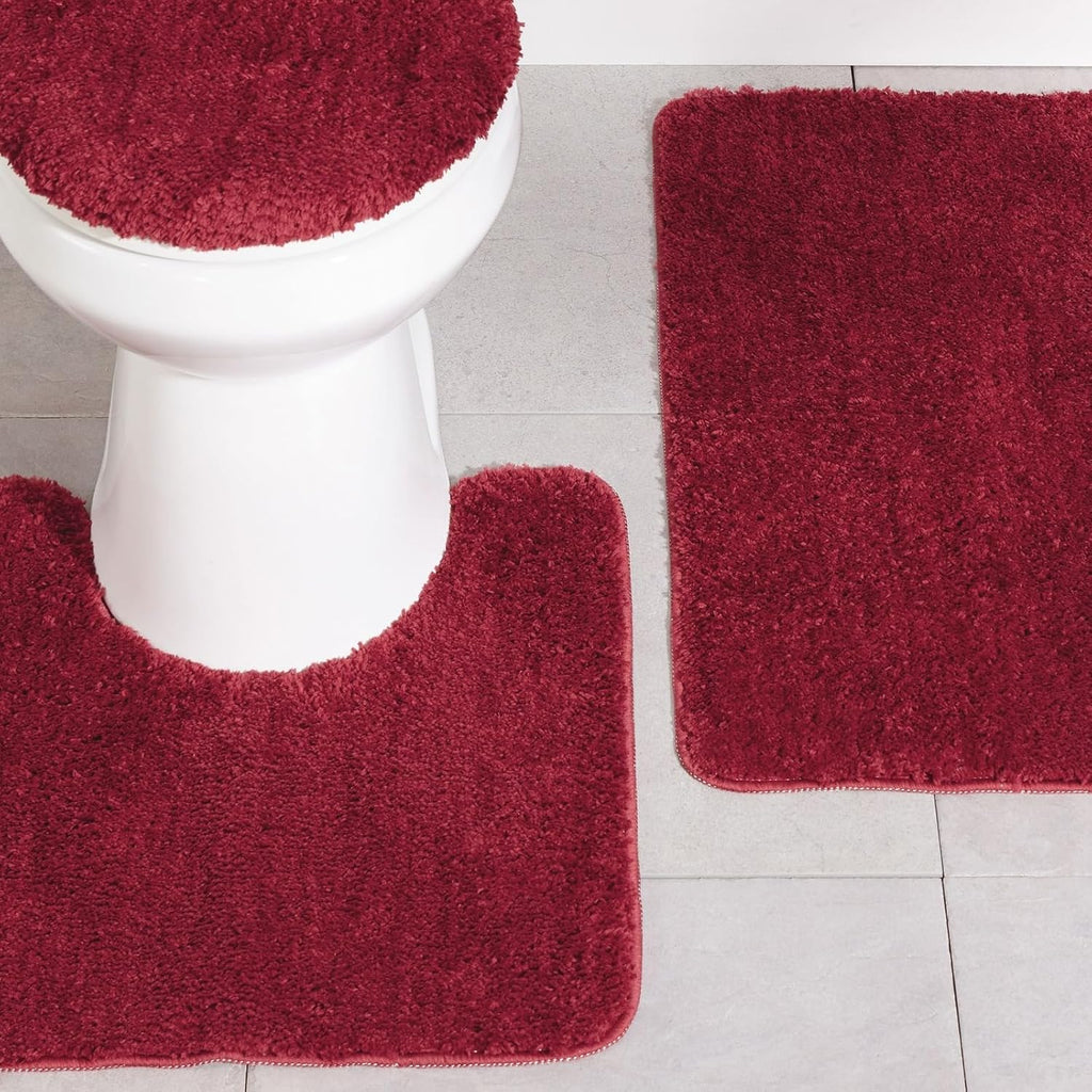 Stoneberry Home Plush 5-Piece Bath Rug Set, Soft, Non-Slip Bathroom Rugs, Absorbent and Quick-Drying Bath Mat, Lid