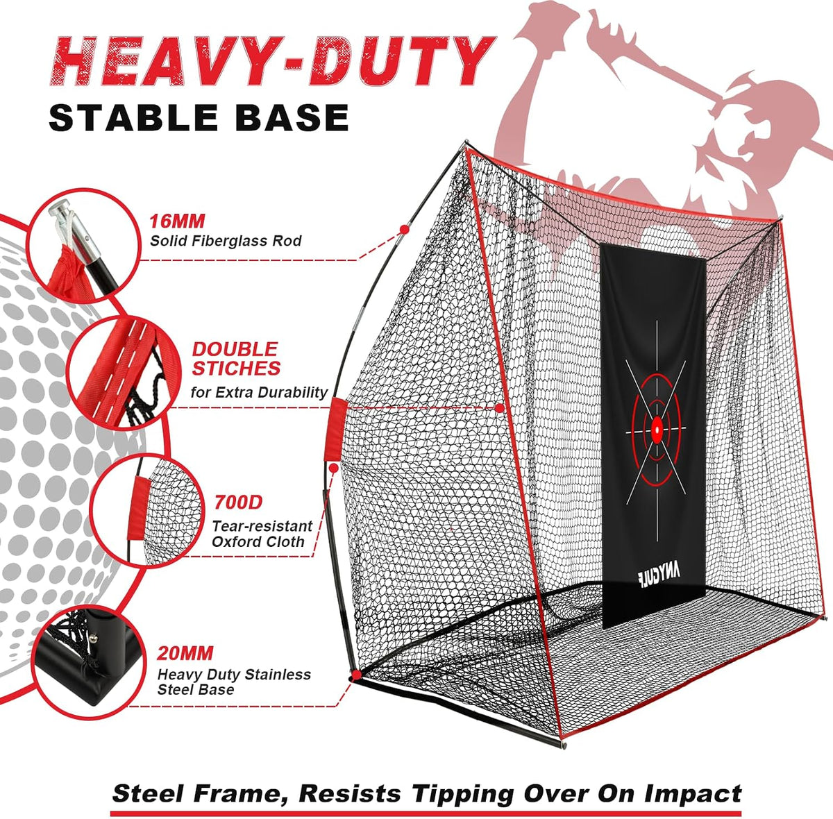 Pro Golf Net, 10x7ft Heavy Duty Golf Practice Net with Mat, Outdoor Indoor Hitting Nets with Noise Reduce Silk Target